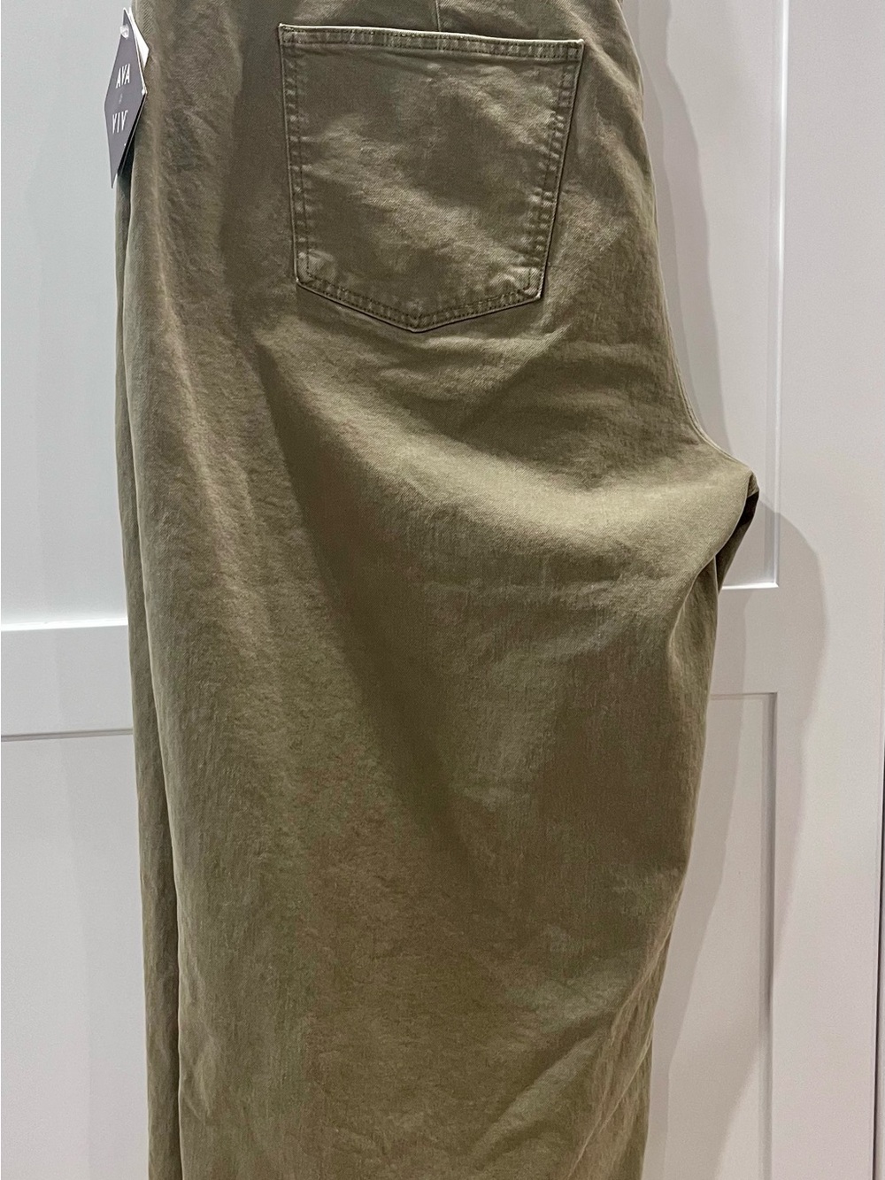 Women’s 24 Plus Size High Waist Wide Leg Olive Green Cropped Pants Ava & Viv - Picture 7 of 7